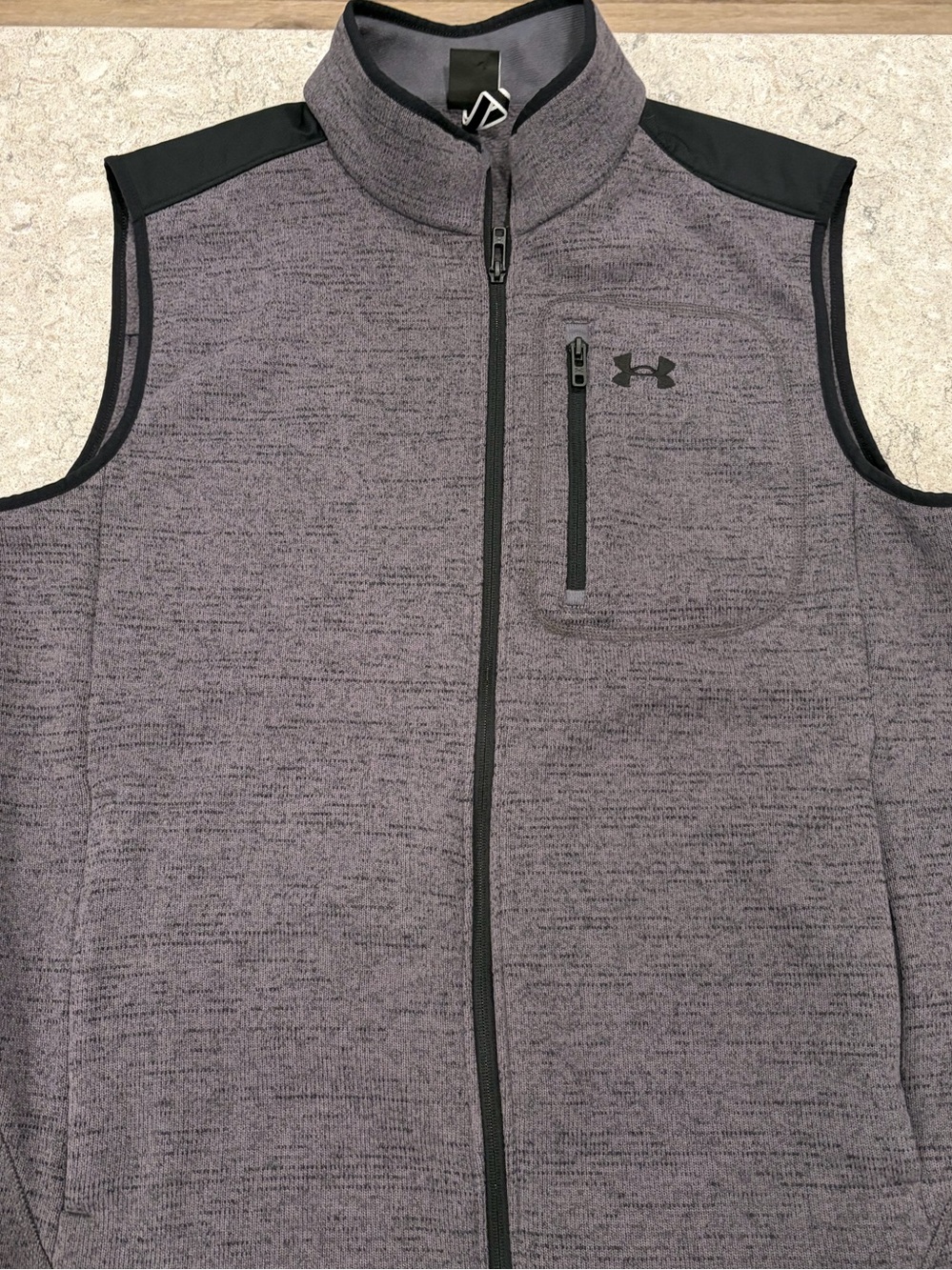 Under Armour Gray Heather Full-Zip Performance Vest-XL